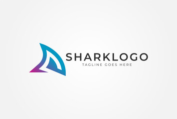 Shark Fin Logo Inspiration. Abstarct Letter A Form a Shark Fin. Flat Vector Logo Design Template. vector illustration