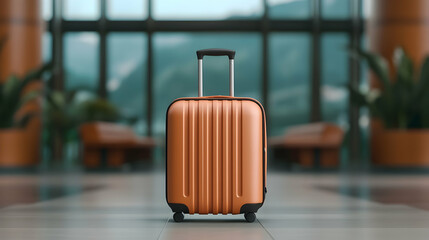Orange Carry On Luggage in Airport Terminal