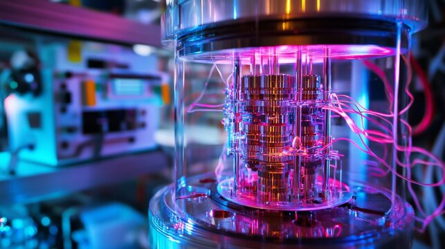 Quantum computing scientist designing quantum algorithms for simulations, high-tech quantum lab with quantum computers and simulation tools, Futuristic-tech style