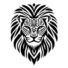 Obraz premium Tribal Lion Head Logo with Intricate Patterns