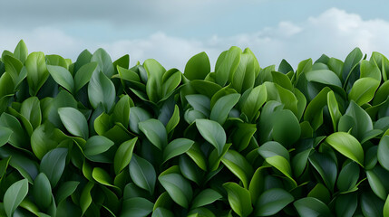 Fototapeta premium Lush Green Hedge Under a Cloudy Sky