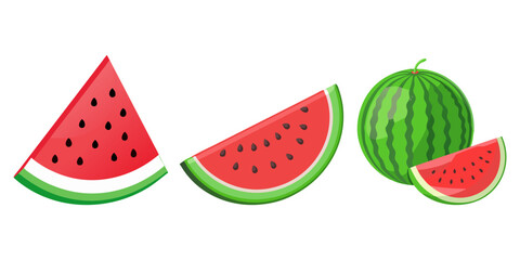 Green Watermelon With Slice Vector Collection Design