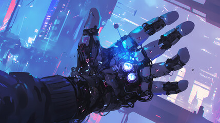 Obraz premium Cybernetic Prosthetics cyberpunk illustration