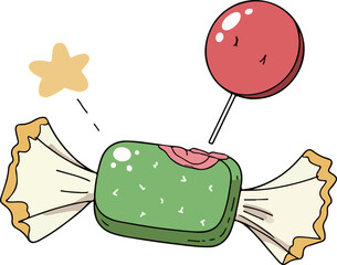 Cartoon Candy and Lollipop