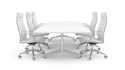 Modern Conference Room with White Table and Office Chairs