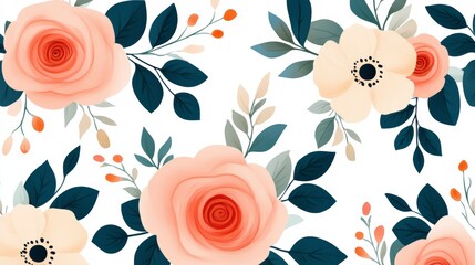 Elegant Floral Seamless Pattern for Wedding Decor with Soft Colors and Delicate Details