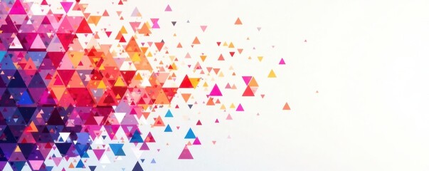 Colorful Mosaic of Triangles and Shapes on White Background , mosaic art, white background