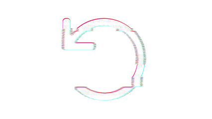 Icon undo is distorted. Glitch. Noise, chromatic aberration, geometric distortion