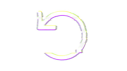 Icon undo is distorted. Glitch. Noise, chromatic aberration, geometric distortion