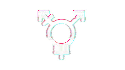 Icon transgender is distorted. Glitch. Noise, chromatic aberration, geometric distortion