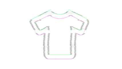 Icon tshirt is distorted. Glitch. Noise, chromatic aberration, geometric distortion