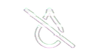 Icon tint slash is distorted. Glitch. Noise, chromatic aberration, geometric distortion