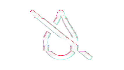Icon tint slash is distorted. Glitch. Noise, chromatic aberration, geometric distortion