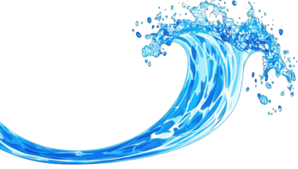 stylized wave of water showcasing fluid motion and vibrant blue