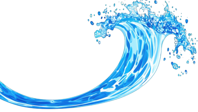 stylized wave of water showcasing fluid motion and vibrant blue