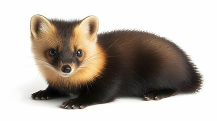 Obraz premium Photo of a European Marten Isolated Against a White Background Wildlife Portrait