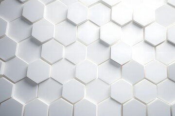 Naklejka premium White Abstract Geometric Hexagon Pattern Background with Seamless Repeating Minimalist 3D Effect