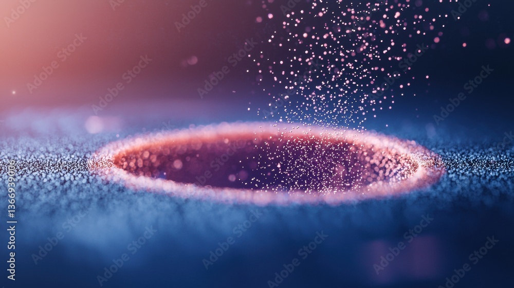 Poster particle glowing particles representing big data processing in a quantum computing system.