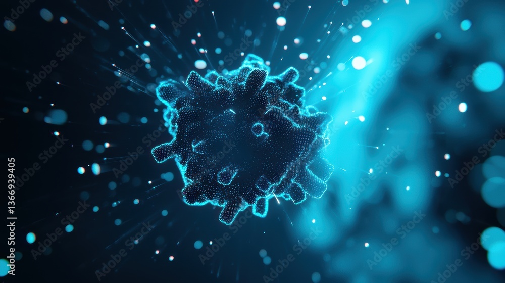 Aufkleber particle digital explosion of data particles symbolizing rapid information exchange.