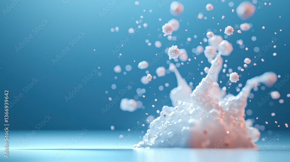 Poster particle high speed camera capturing micro particles interacting in a physics simulation.