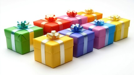 Obraz premium Colorful Gift Boxes with Bows - Presents for Celebration