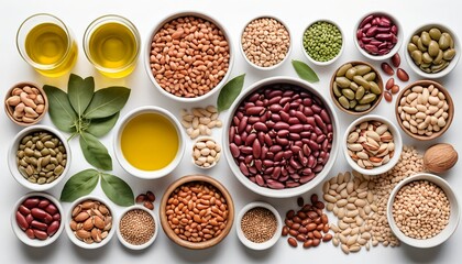 Variety of Legumes and Nuts with Oil