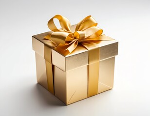 Fototapeta premium Gold Gift Box with Golden Ribbon