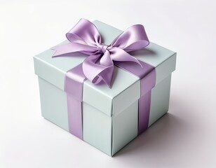 Obraz premium Elegant Light Green Gift Box with Lavender Ribbon