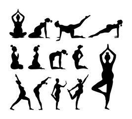 yoga for pregnant women vector silhouette