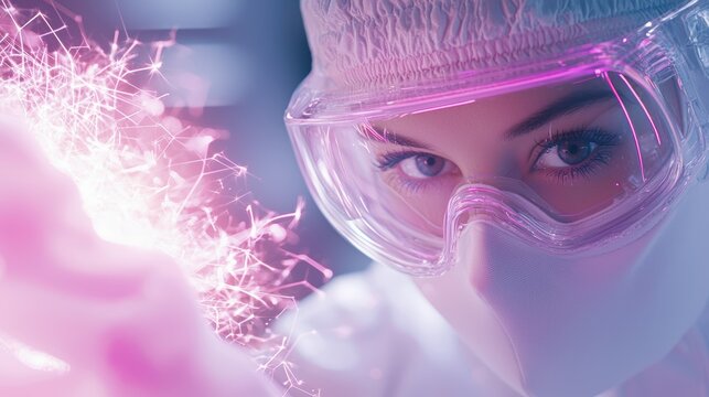 Spark Engineer analyzing electrical sparks in a high tech experimental lab.