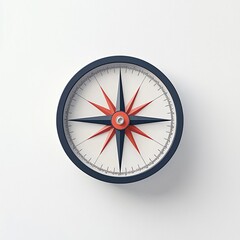 Compass, featuring a red and blue starburst design on a white backdrop