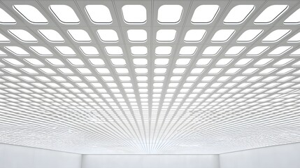 Futuristic Illuminated High Tech Ceiling with Metallic Grid Patterns