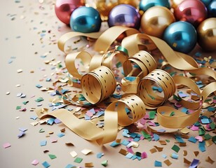 Obraz premium Festive Confetti and Streamers