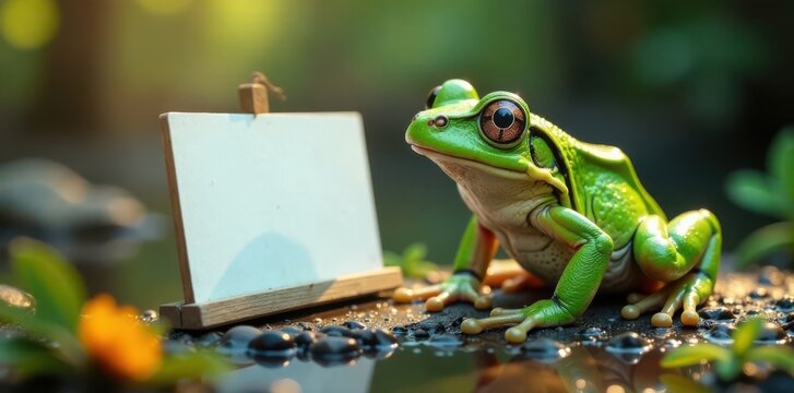 L'?il de grenouille avec un panneau blanc ? l'?tranger, aquarium, toile