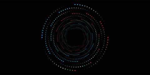 Abstract dotted circles. Dots in circular form. Halftone effect. Vector