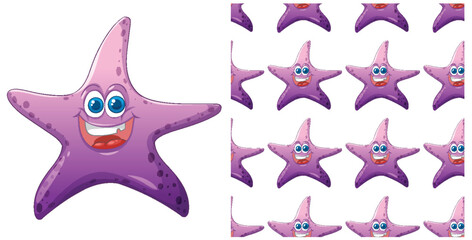Cheerful Starfish Seamless Pattern