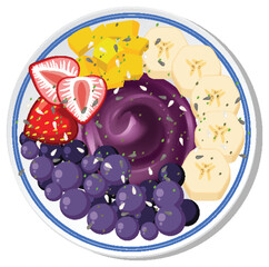 Colorful Fruit Bowl with Acai and Berries