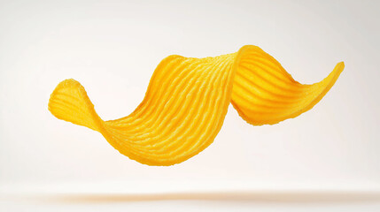 Single Golden Potato Chip in Mid-Air, Crispy and Flavorful Snack