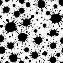 Abstract Black Ink Splatter Pattern