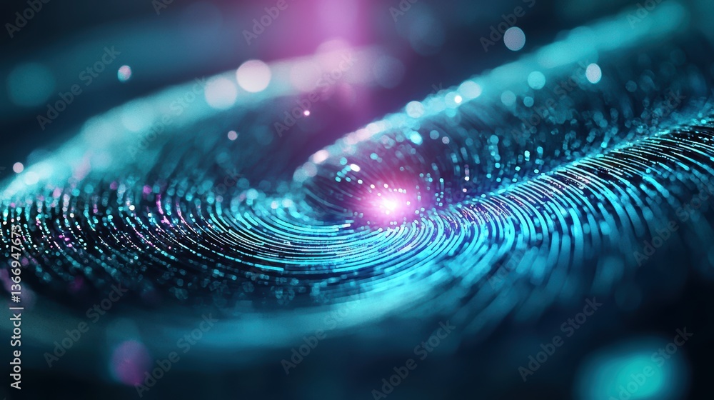 Poster touch high tech touchpad interface displaying futuristic holographic elements.