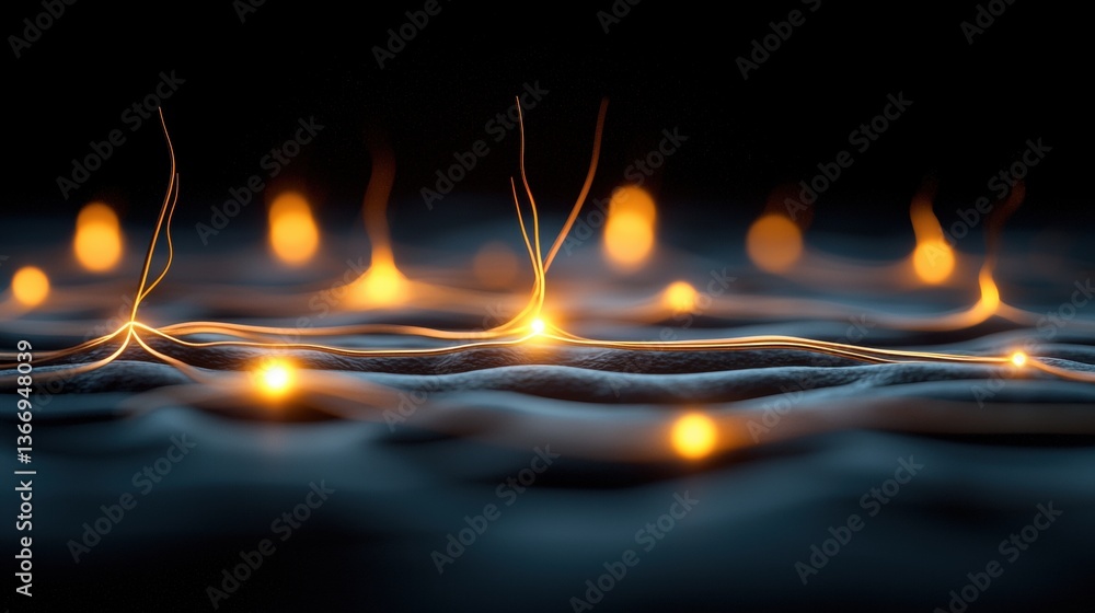 Poster brain 3d digital rendering of a glowing neural network representing artificial intelligence.