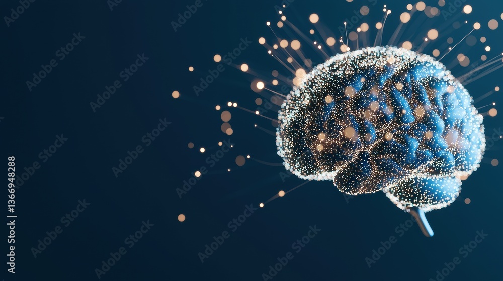 Aufkleber brain a mind map generated digitally, representing artificial intelligence learning.
