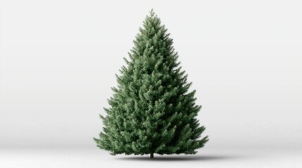 Lush Evergreen Tree with Full Branches Against Gray Background