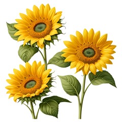 Obraz premium Three Vibrant Sunflowers