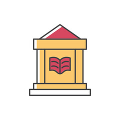 library building flat design icon isolated on white background