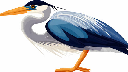 Pixel Art Heron Illustration Featuring Blue Feathers and Orange Beak