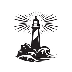 Lighthouse black icon. Light house logo vector.