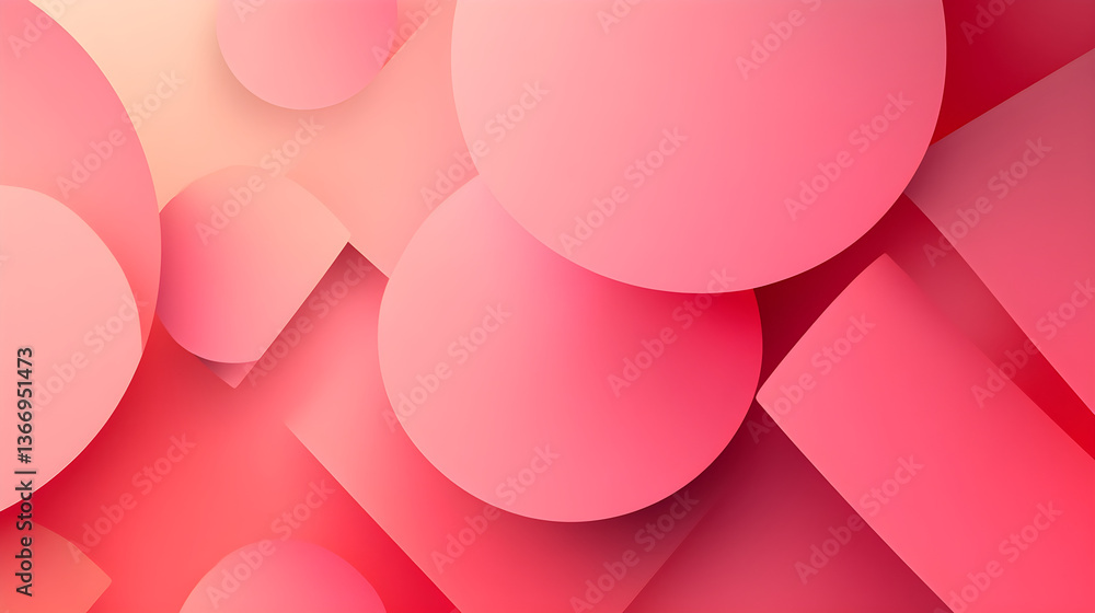 Poster geometric pink triangles and circles overlapping with gradient shading