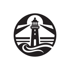 Lighthouse black icon. Light house logo vector.
