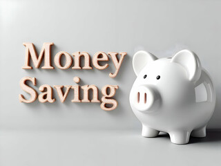 Money-Saving Insights: White Piggy Bank with Bold Financial Message  
